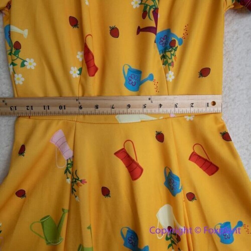 Unique Vintage Gwynnie Bee Garden Party‎ Yellow Dress, M - Picture 8 of 15